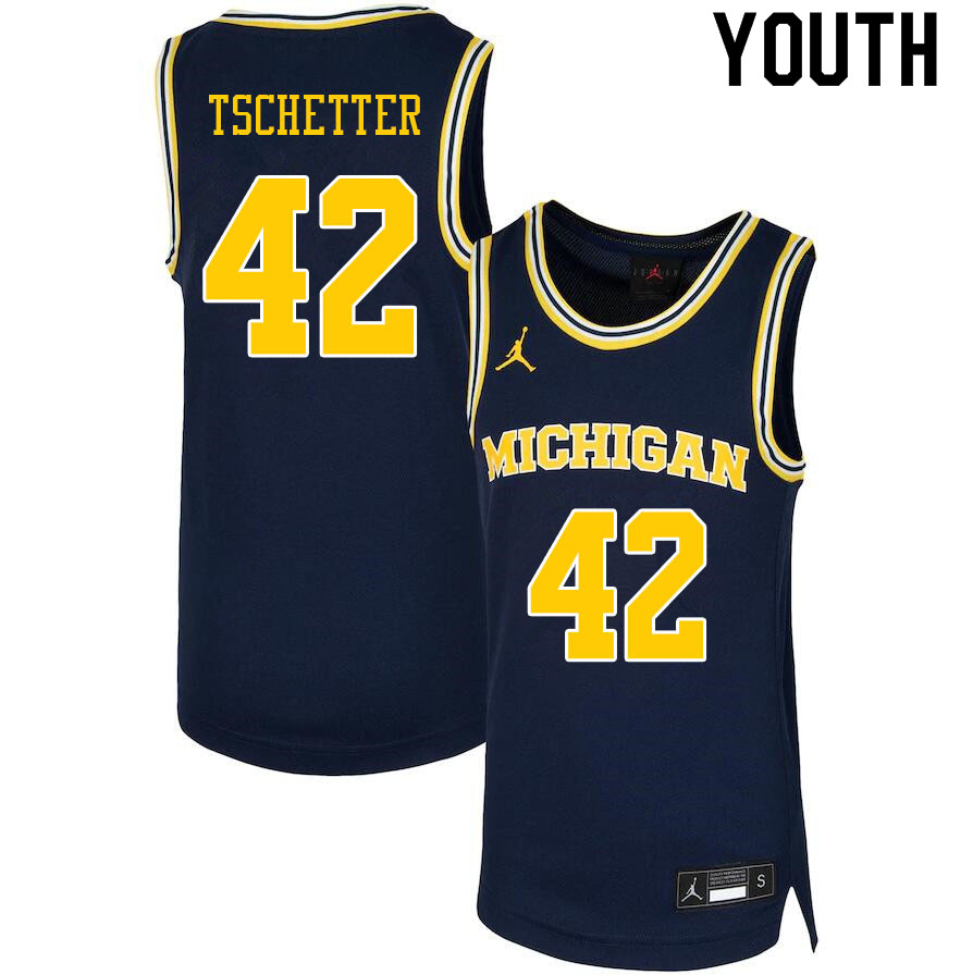 Youth #42 Will Tschetter Michigan Wolverines College Basketball Jerseys Sale-Navy